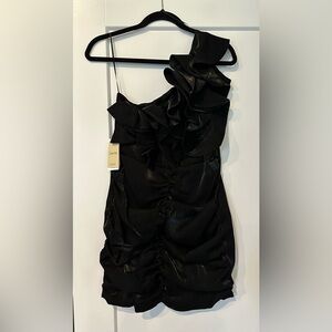 MNG (Mango) Single Shoulder Ruffled Cocktail Dress